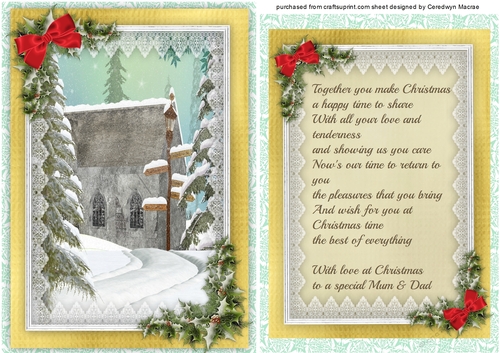 Christmas Greetings with Verse , Mum & Dad 5