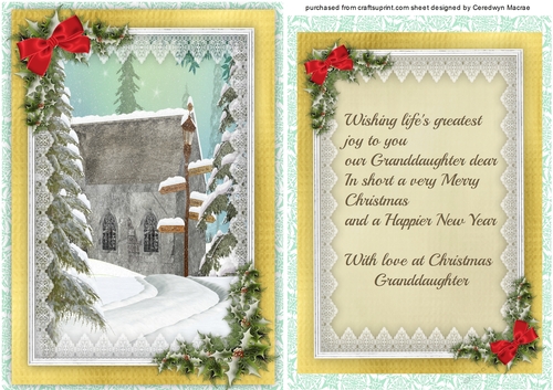 Christmas Greetings with Verse , Granddsaughter 9,