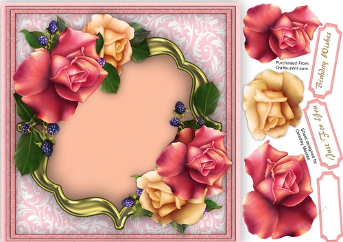 Beautiful Roses i a Gold Bracket Frame 