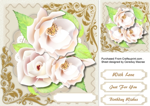 Beautiful Cream Roses on a Scalloped Mat 