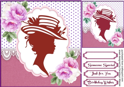 Beautiful Wine  Silhouette Lady with Roses