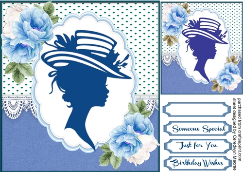 Beautiful Blue   Silhouette Lady with Roses
