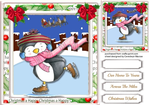 Cute Skating Christmas Penguin 