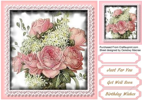 Stunning  roses and Lilac  in a lace Mat 