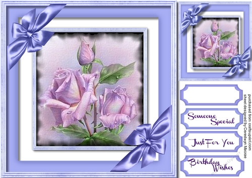 Beautiful Lilac Roses and Ribbon Bows 