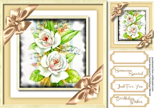 Beautiful White Roses and Ribbon Bows 