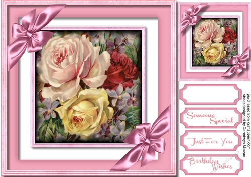 Beautiful  Roses and Ribbon Bows 
