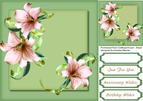 Beautiful Pink Lillys on a green mat 