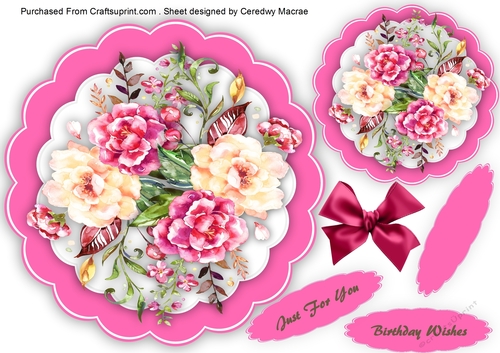 Beautiful Roses on a Hot pink mat 