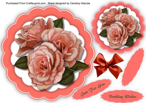 Beautiful Roses on a Orange  mat 