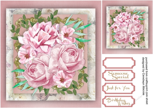 Beautiful Pink Roses in a gold Mat 