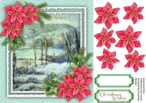 Beautiful  Snow Scene on a Aqua Mat 