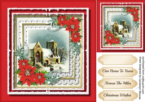 Beautiful Church with Red poinsettias 