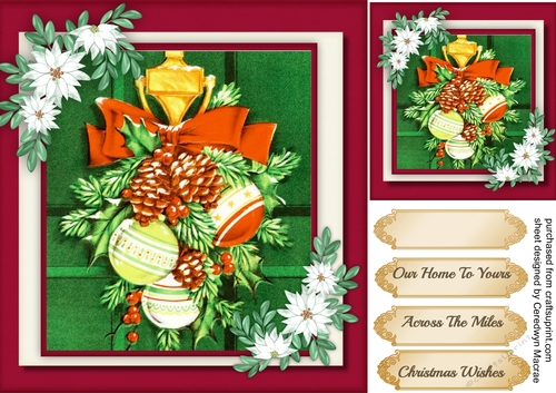 Christmas Baubles and White Poinsettia 