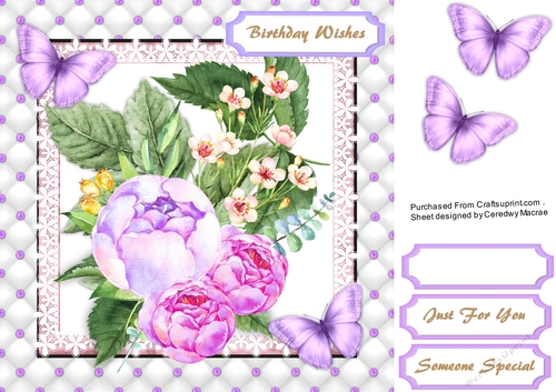 Lilac  Roses and Butterflys