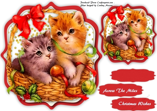 Christmas Kitties in a Basket 