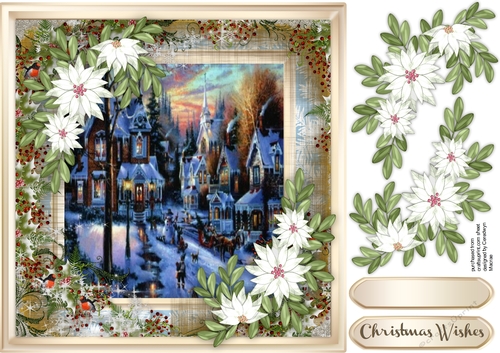 Christmas scene with Poinsettias 