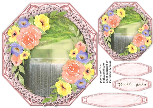 Pink  Octagon with Summer Flowes