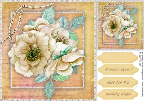 8x8 Stunning Cream Roses on lace 