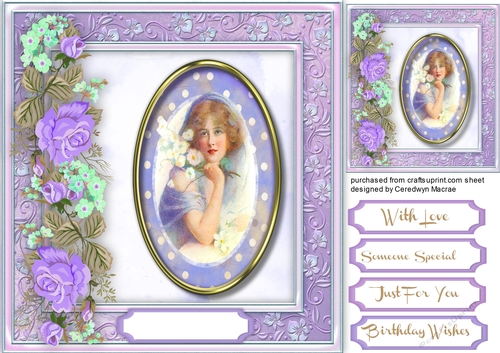 Beautiful Vintage Lady on a Lilac mat 