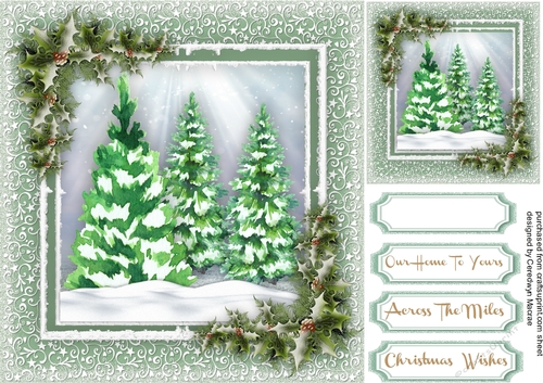 Beautiful Water Coloured fir Trees