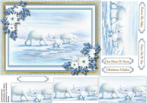 Beautiful Artic Scene 4 Pyramid Polar Bears 