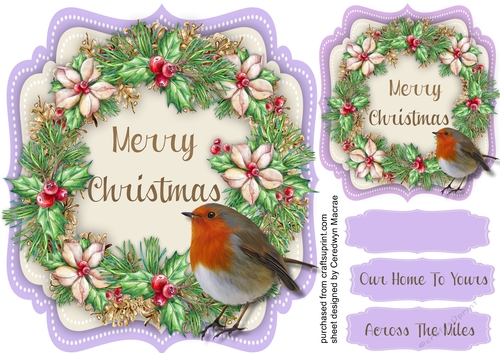 Beautiful Lilac Bracket with Wreath and Robin
