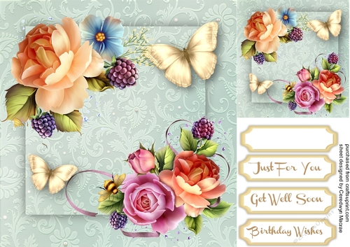 Beautiful English Roses and Butterflys 