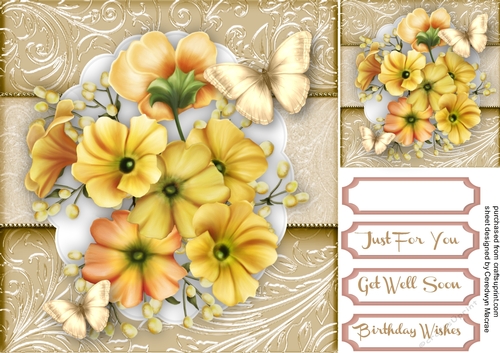 Yellow Flowers and Golden Butterflys 