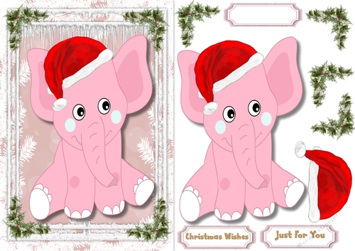 Pink Ellies Christmas Hat 