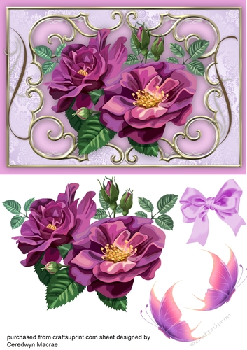 Mavue Roses on a Ornate Mat 