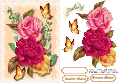 Beautiful roses on a Lace Mat 
