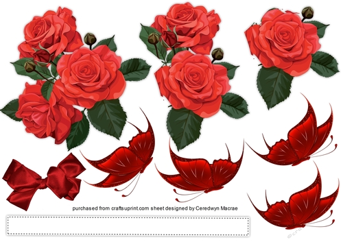 Stunning red Roses and Butterflys with White Ribbon 