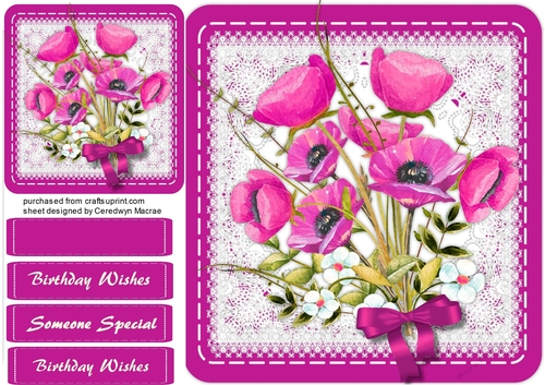 Beautiful Cerise Poppys on a Saddle Mat 