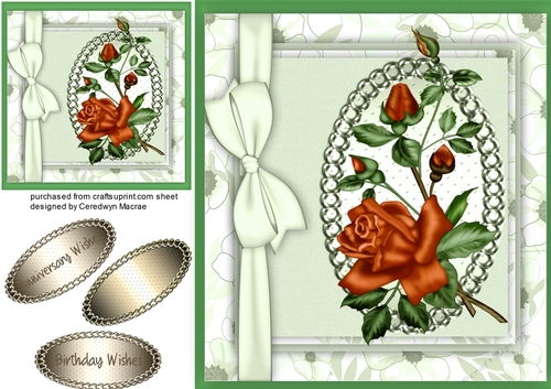Beautiful Roses on a Green Mat 