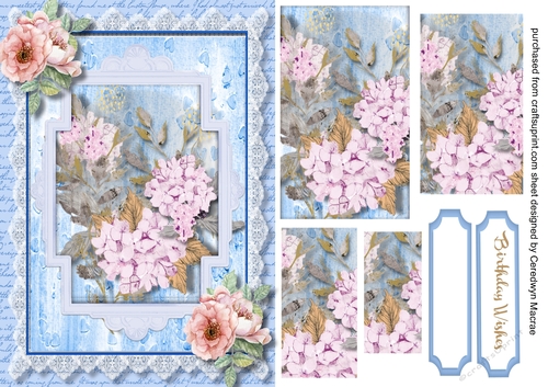 Pink Flowers in a Art decko Frame 