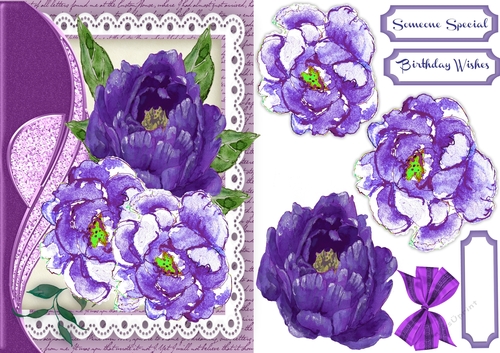 BeautifulLilac Peony Roses on lace