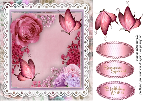 Beautiful Pink Roses and Butterflys 