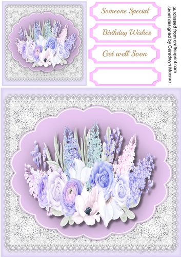Beautiful Water coloured roses on vintge lace 