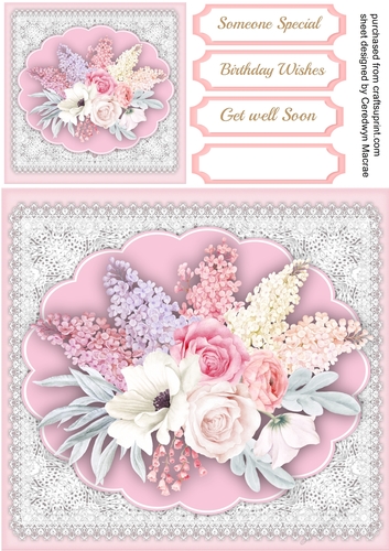 Beautiful Water coloured roses on vintge lace 