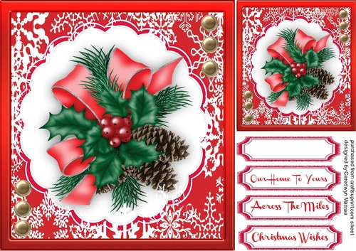 Beautiful Christmas Pine Cones and Holly 