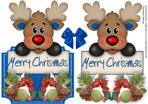 Over The Edge , Reindeer greetings , Blue