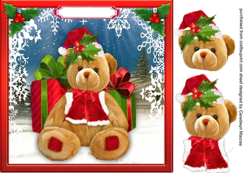 8x8 Santa  Teddy and Presents 
