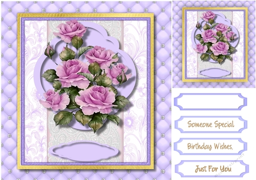 Beautiful Lilac Roses on a Lattace Mat 