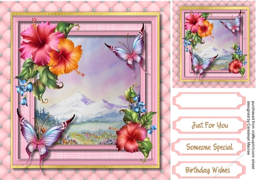 Butterflys and Alpine Scene 