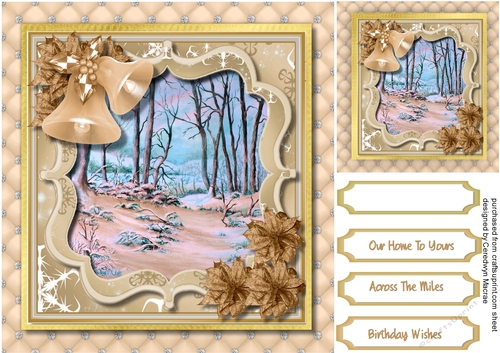 Gold Bells and Winter Scene 