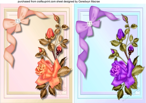 2 Floral Rose and Bow Topper