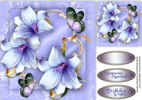Beautiful Lilac Logic Lillies and  butterflys