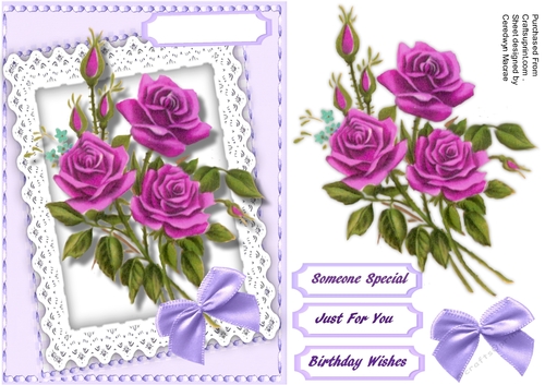 Beautiful Deep Mavue Roses on lace Roses on lace 