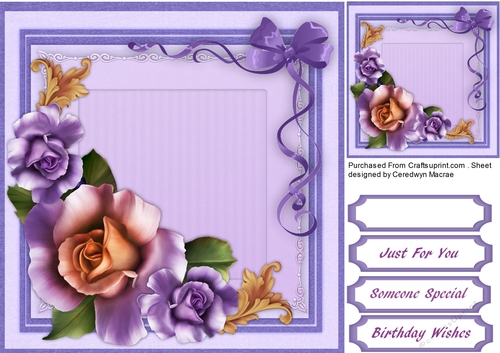 Beautiful Lilac Roses on lace 